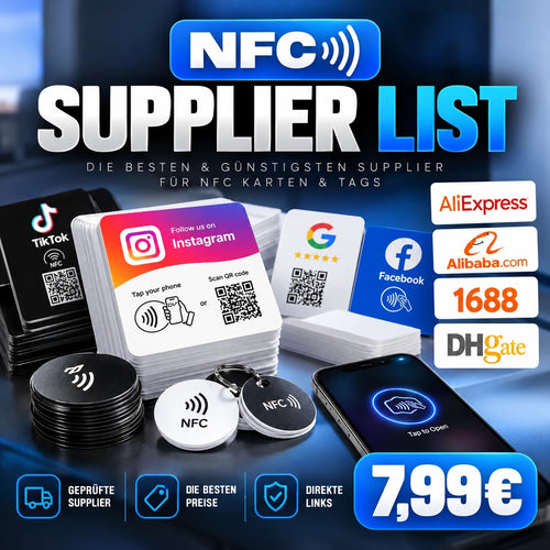 NFC Supplier-Liste für 7,99 € – NFC-Karten, Tags und Schlüsselanhänger